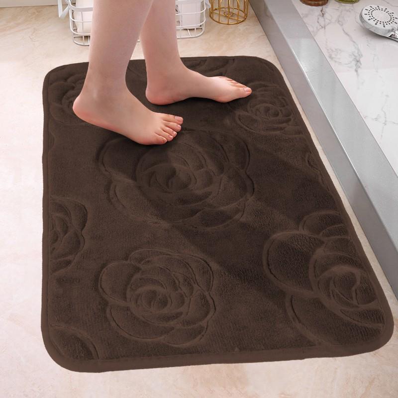 Badmattor Rose Flower Präglat badrum Badmatta Flanell Halkfri matta i badkar Golvmatta Duschrum Dörrmatta Memory Foam Pad Tvättbar matta