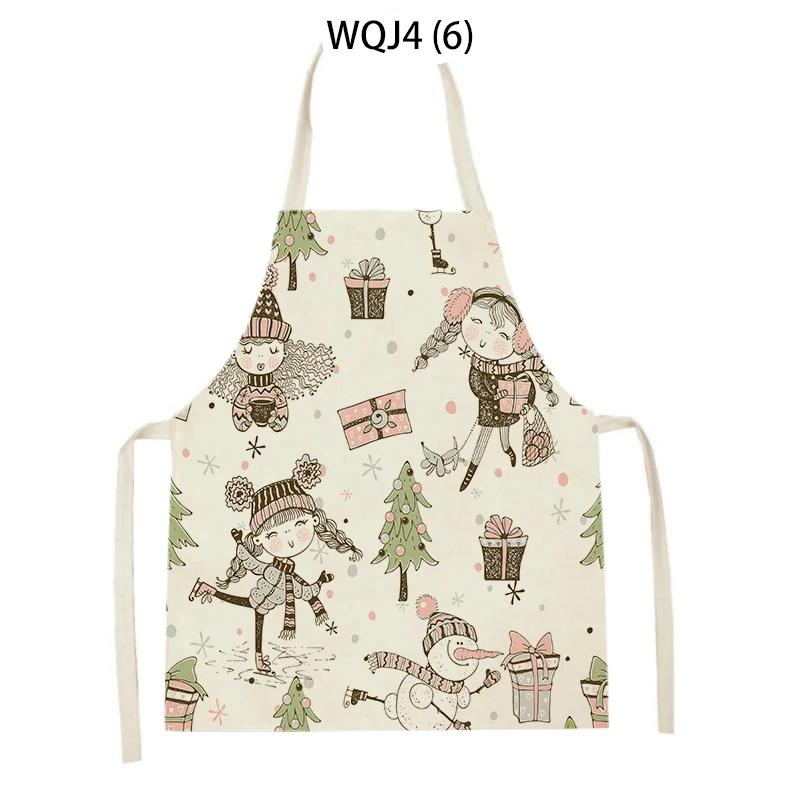 Lovely Cartoon Girl Pattern Linen Sleeveless Kitchen Aprons Women Men Home Cooking Baking Waist Bib Pinafore Antifouling Apron