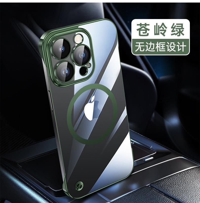 Applicable to iPhone16 electroplated PC borderless mobile phone case 15 transparent Apple 14 with its own lens film all-inclusive hard case