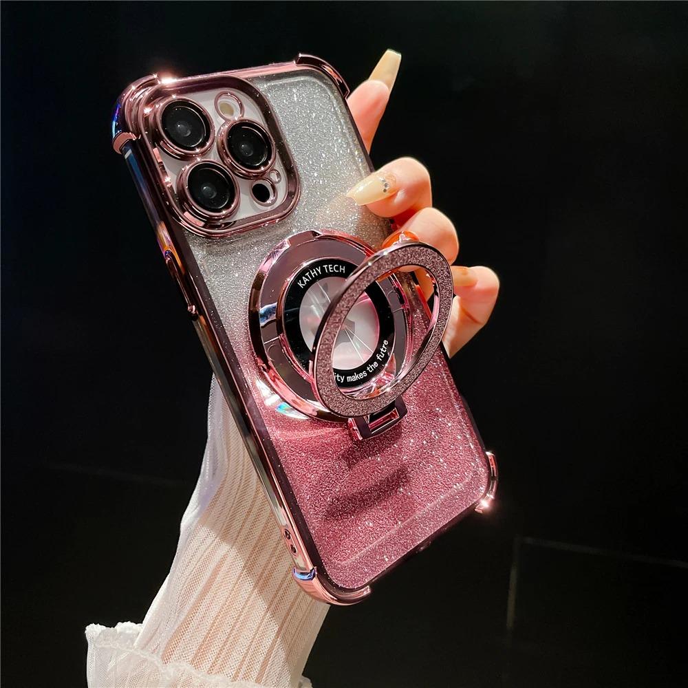 

Роскошный чехол Magsafe для iPhone 15 Pro Max с магнитной вспышкой и подставкой для телефона iPhone 11 12 13 14 Plus, защитный чехол для объектива For iPhone 15Pro