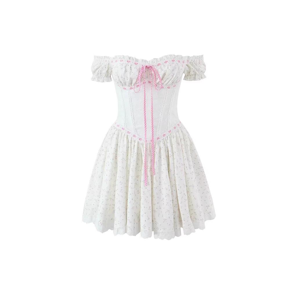 2026 Schickes Blumen-Minikleid schulterfrei - Sexy figurbetont im Retro-Stil