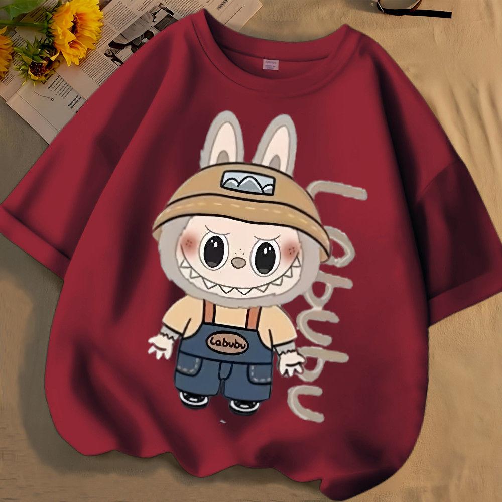 Labubu 3D Tištěné Oblečení Rodič Dítě Dámské Tričko Dětské Tričko Zábavné Anime Kreslené Tištěné Top s Krátkým Rukávem 100-160 S-6XL