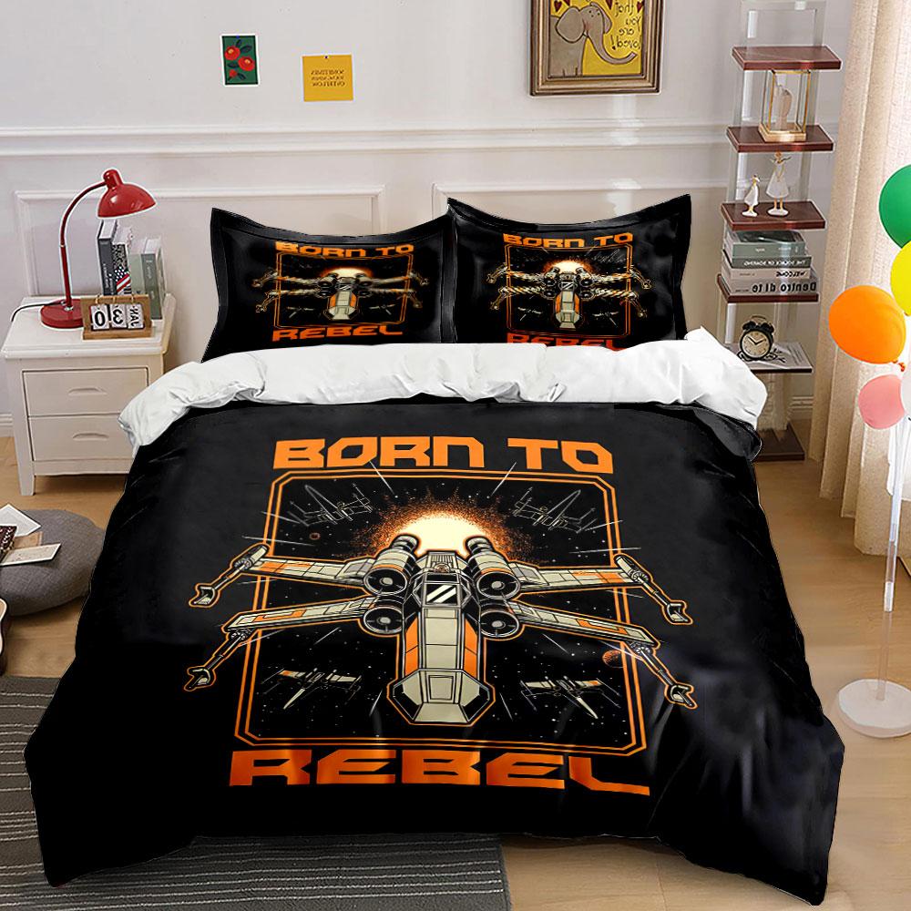 Born to Rebel Spacecraft Design Bedding Duvet Cover Set Duvet Cover Pillowcases  (1 * Duvet Cover 2 * Pillowcases, without duvet insert) 135x200cm