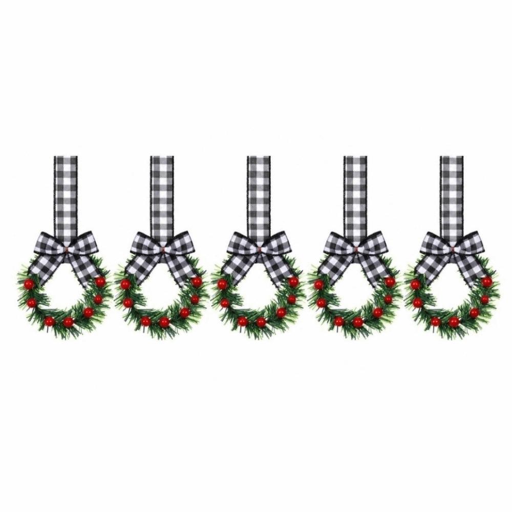 5/6pcs Pine needle Christmas Mini Wreath Pendant Simulation Wreath Hanging Ornaments Party