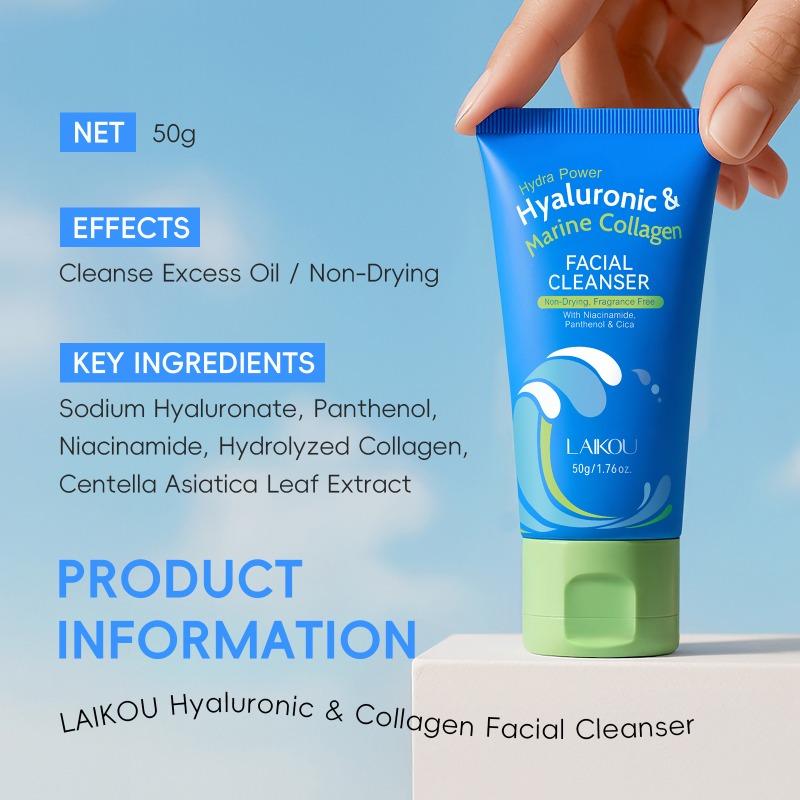 LAIKOU Hyaluronic Acid Collagen Facial Cleanser 50g Cleanses Pores and Hydrate