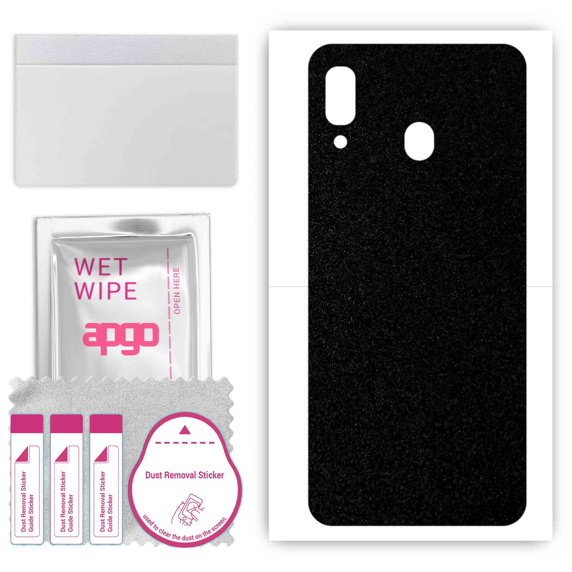 

apgo Protective Skin Sticker for the back compatible with Samsung Galaxy A20, Wrap Film, Foil, Vinyl - Pattern Matte Black