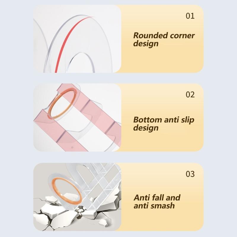 Bookend for Shelf 4 Section Acrylic Book End Book Magazine Stand 4 Compartment Space Saving Book Organizers Book Stopper