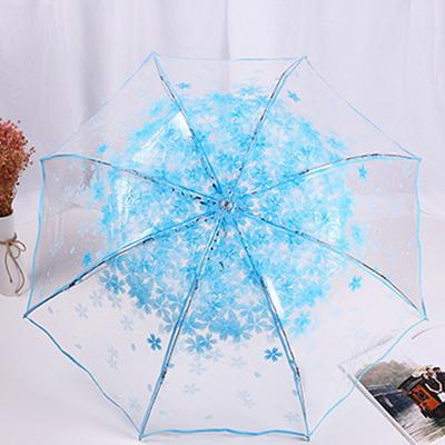 Sakura Pattern Purple/Pink/Blue Umbrella Plastic/Alloy 28cm Sakura Umbrella Stylish Lightweight Transparent Umbrella Performance
