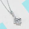 Silver Plated Round Cut CZ Solitaire Pendant Necklace, Twisted Accent Cable Chain Necklace for Women