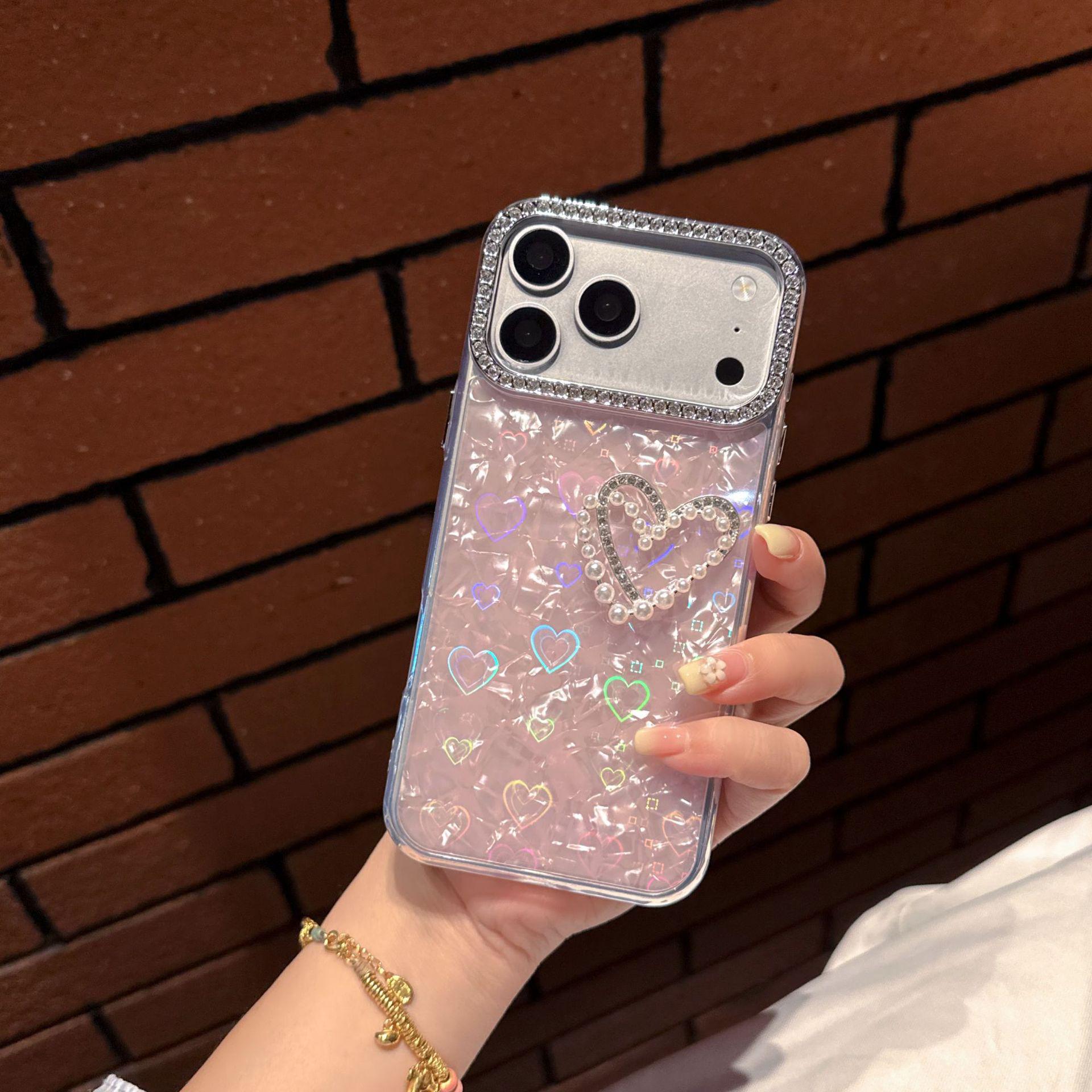 

Bright Diamond Pearl Double Heart Case for Vivo Y500 Pro/X300S & Gentle S30/S50 vivo Y33T/Y36
