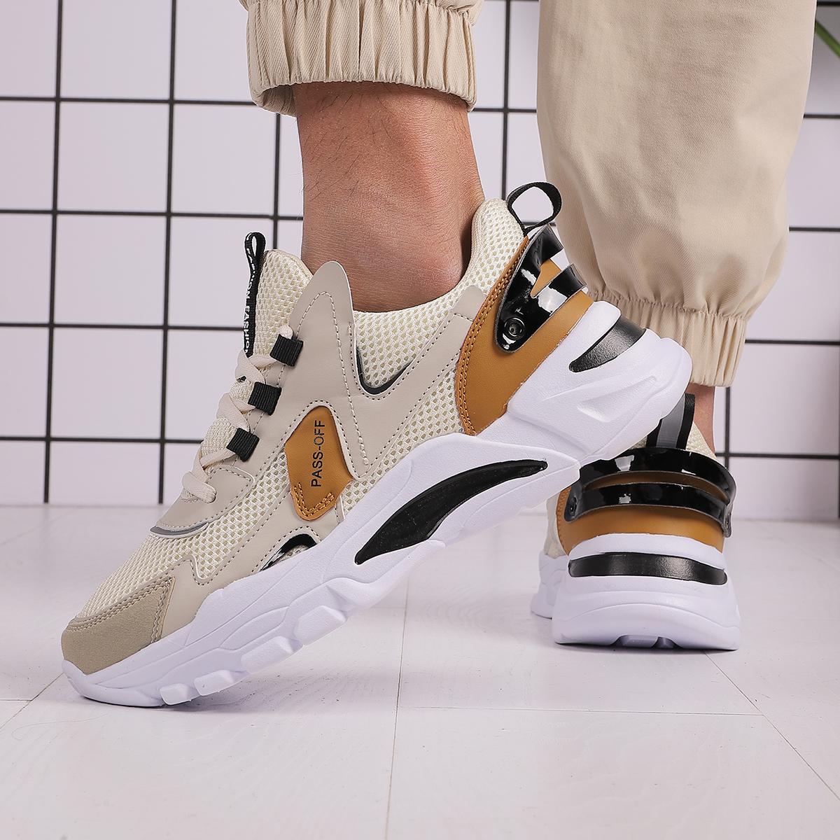 

Men s Thick-Heeled Dad Shoes Spring Autumn Trendy Sports Shoes Versatile Height-Increasing Breathable Footwear 38 жёлтый