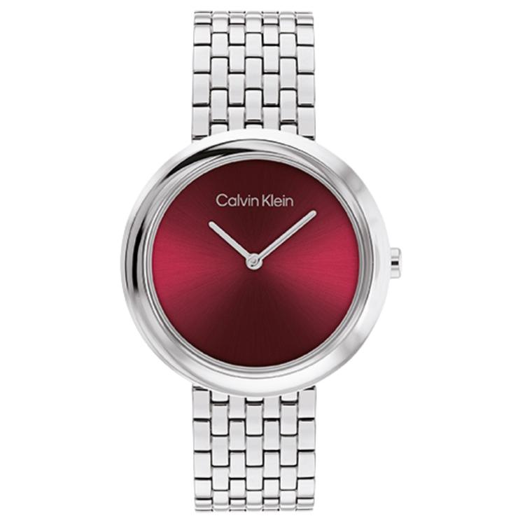 Calvin Klein Quartz Watch 34Mm Red Dial Elegant 30M Water Resistant Women watches 25100064 Red Watch Dial