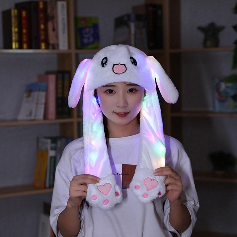 1Pc Glowing Cute Bunny Ears Hat Glowing Ear Moving Bunny Hat Plush Hat Toy