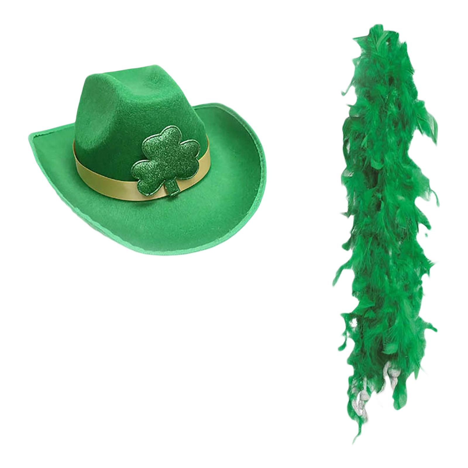 

StPatrick Day Hat for Family Gathering Carnival Party Celebration Velvet Hat Holiday Props Headwear Shamrock Fedora Hat C