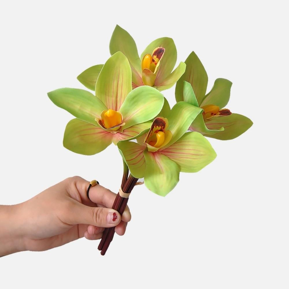 

Real Touch Artificial Cymbidium Flowers Decorative Long Branches Artificial Faux Plants Magnolia Simulated Orchid Bouquet