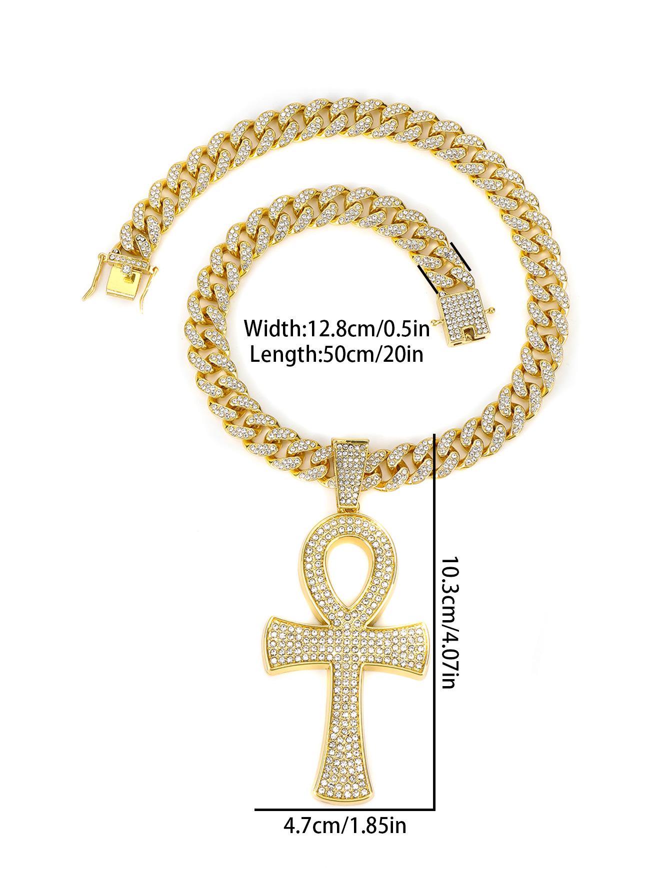 Full Diamond Hip Hop Men s Cuban Chain with Irregular Cross Pendant