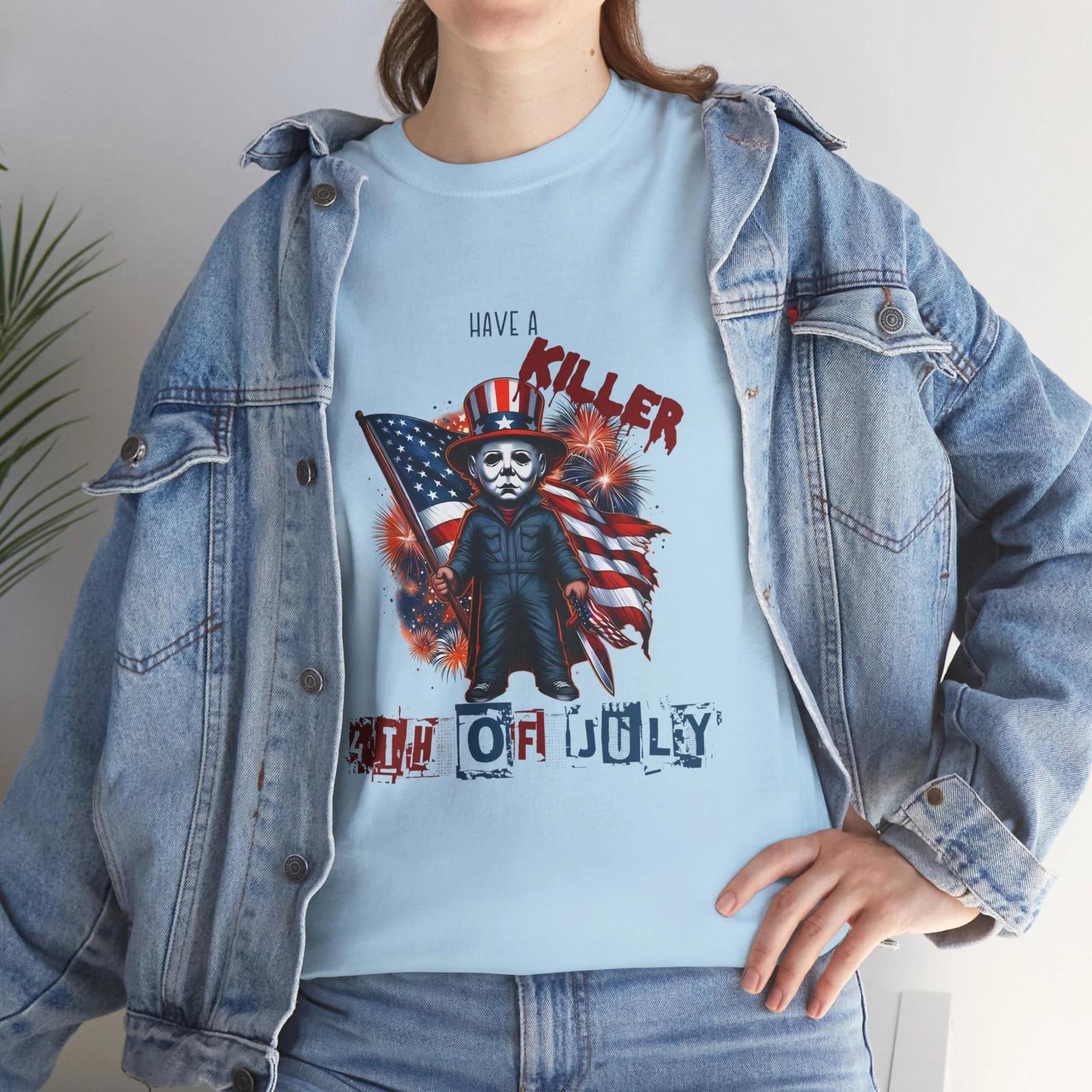 Funny 4th of July Scary Gothic Monster Halloween Shirt XL