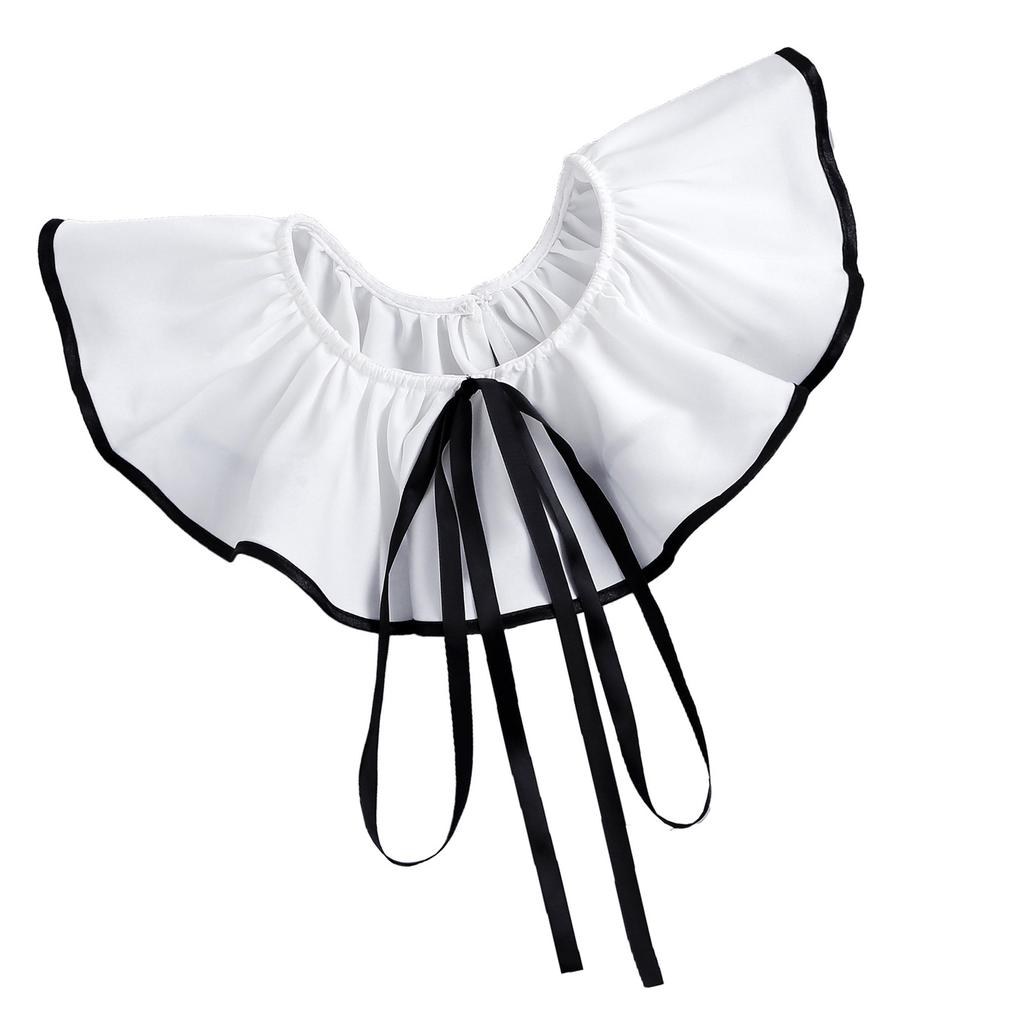 Elegant False Collar Neck Accessory Laceup Tied Decorative Collar with Ruffle Design For Office Casual And Party Outfit