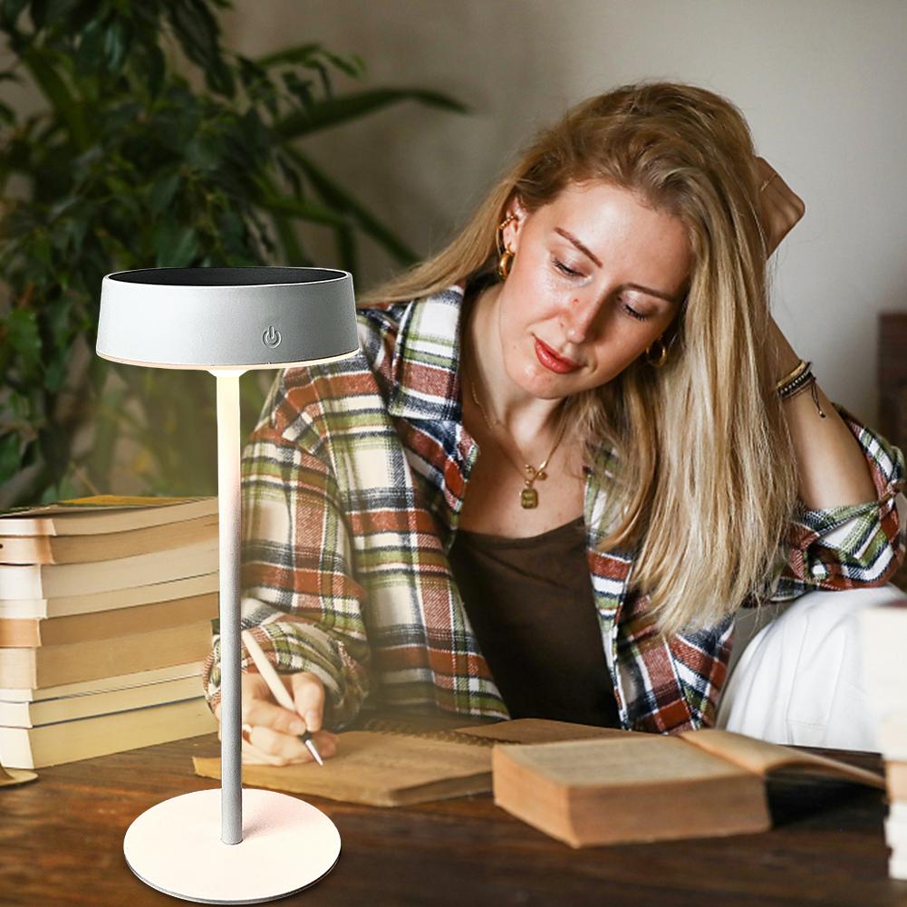 Luminária de Mesa Solar LED Dimerizável para Mesa Recarregável Sem Fio Portátil Luz Noturna para Interior e Exterior