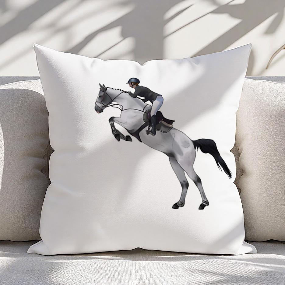 1pc Equestrian Jumping Scene Motif Pillowcase for Home Decoration Cushion Cover Polyester 45x45cm 18x18in