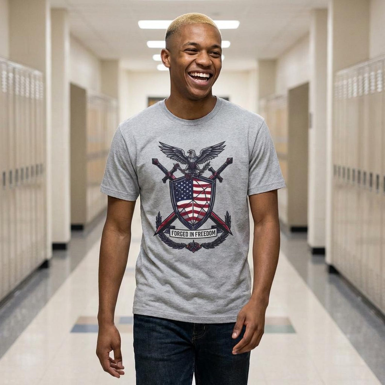 Forged In Freedom - Patriotic Red, White, Blue T-Shirt 4XL