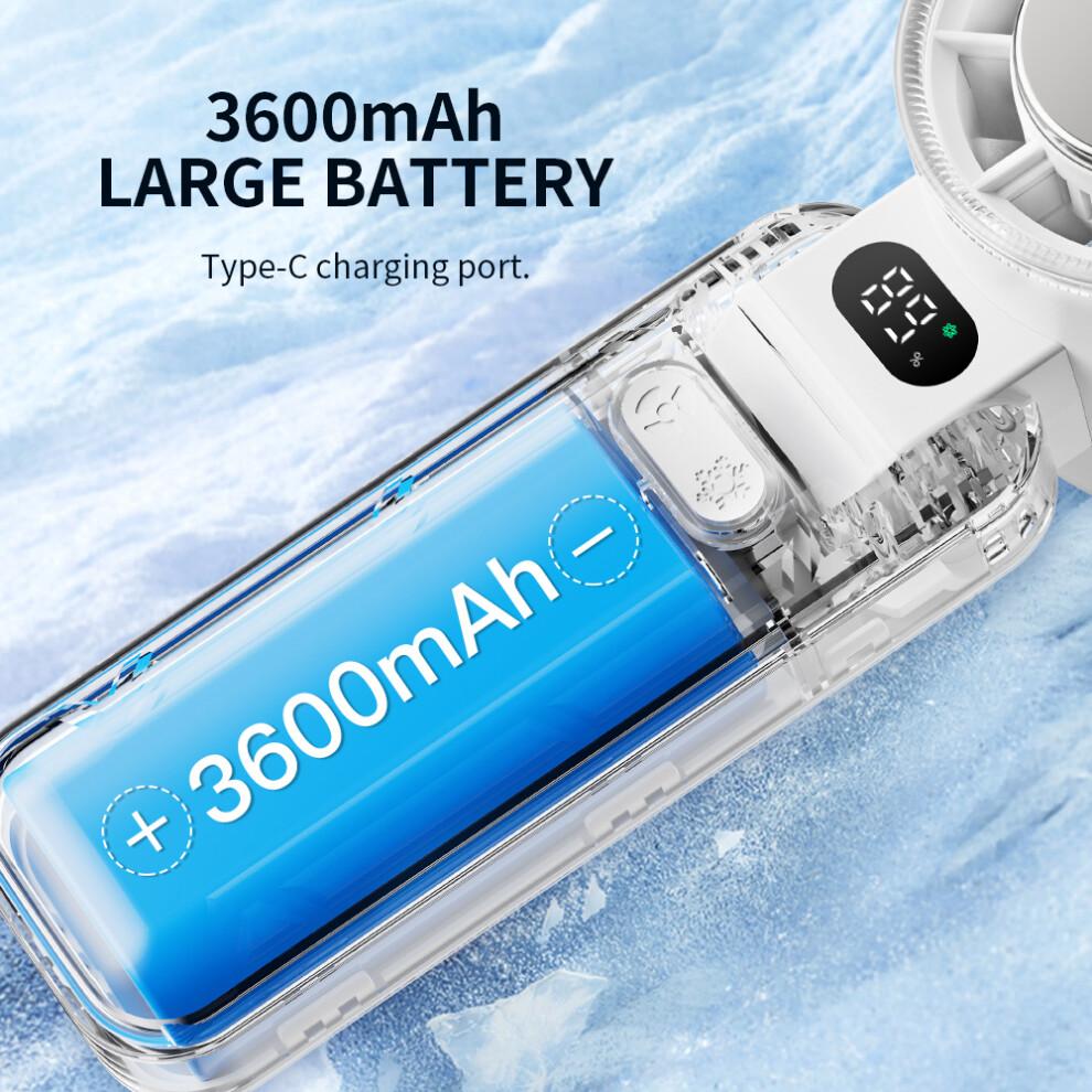 (Blue) RD21 USB Handheld Fan Rechargeable Turbo Folding Mini Fan Portable Desktop Cooling Fan