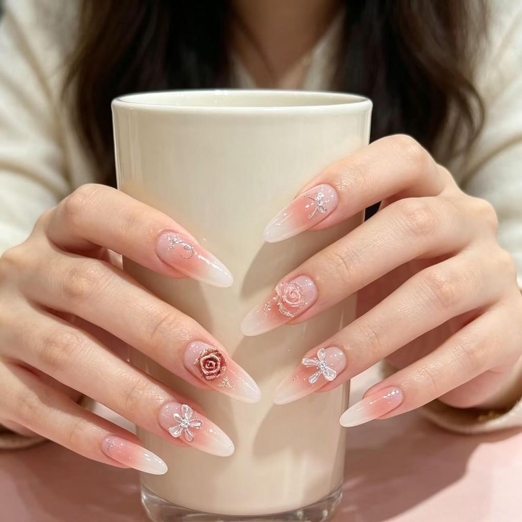 Handmade Cat Eye Zirconia Diamond Nail Tips - High-End Light Luxury Whitening Manicure Stickers