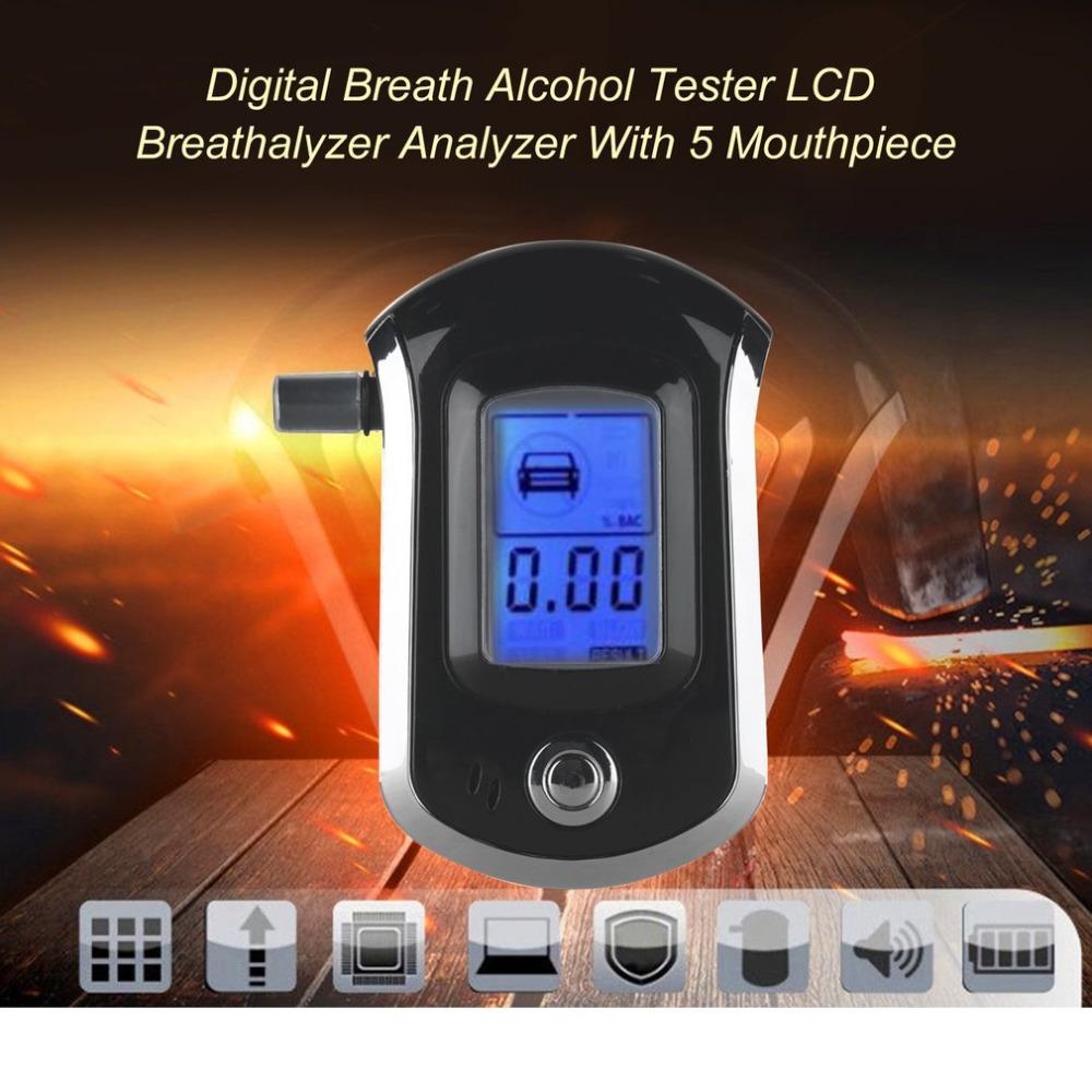 Breathalyzer Digital LCD Breath Alcohol Tester with 10 Mouthpieces Display