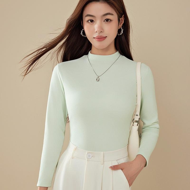 Women's Autumn And Winter Long Sleeved T Shirt With Added Velvet Base
