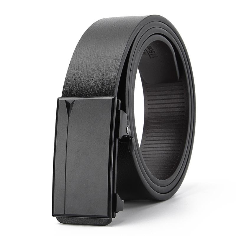 Wearing Toothless Automatic Buckle Belt Men's Genuine Leather Belt  Cowhide Korean Style Casual