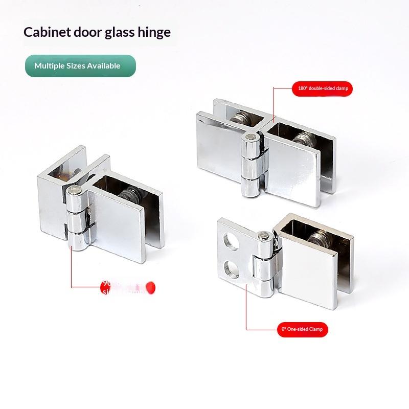 Zinc Alloy Glass Door Hinge No Drilling Required Sturdy Structure Perfect For Cabinet Showcase Wine Rack Glass Doors