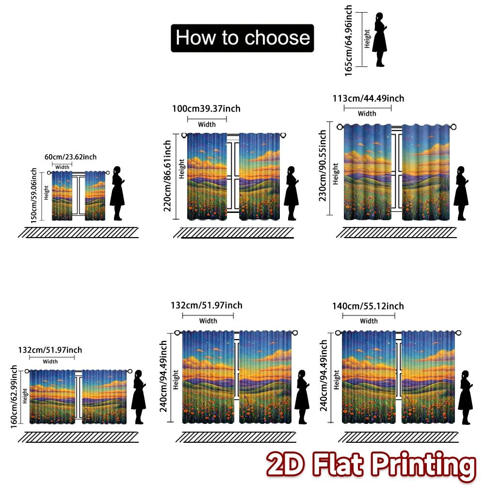 2D FLAT PRINTING 2pcs Curtains (Without Rod) Galaxy View with Cat Holiday Saint Patrick Is Day Printed Curtains Versatile
