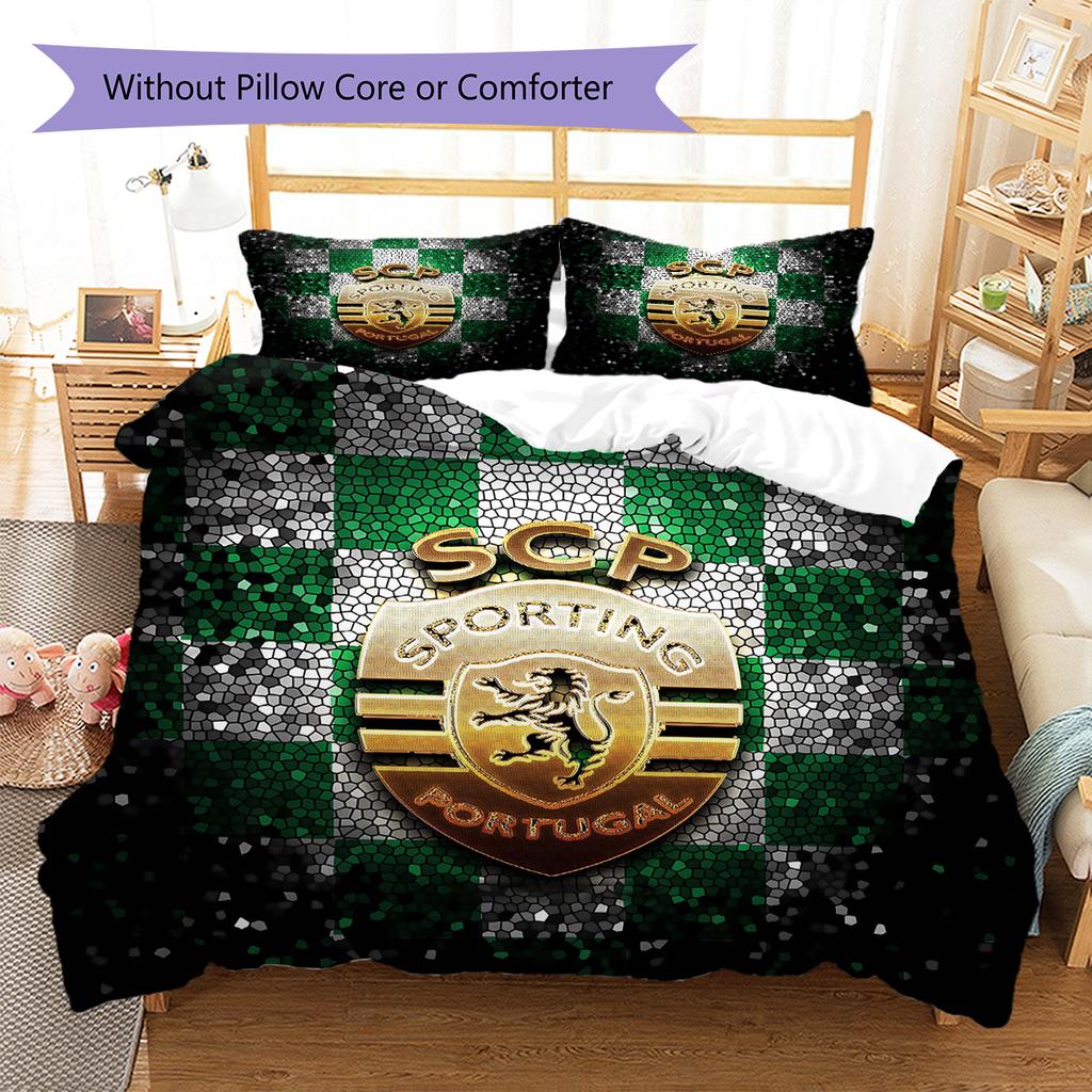 Sporting FC Pattern Bedding Quilt Set Quilt Cover Pillowcase Home Decoration Gift (1 * duvet cover + 2 * pillowcase, without core)