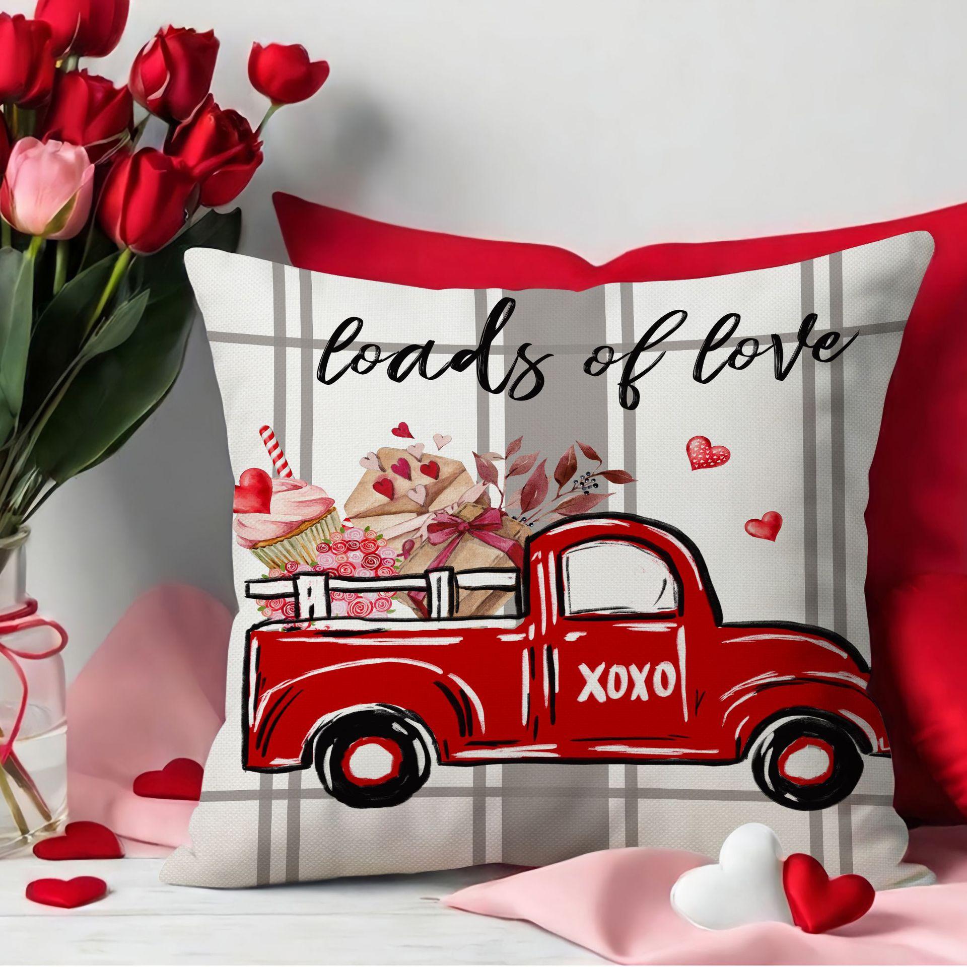 

Подушка с принтом машины на День святого Валентина, наволочка для диванной подушки в гостиную, льняная дышащая наволочка 45 * 45Cm