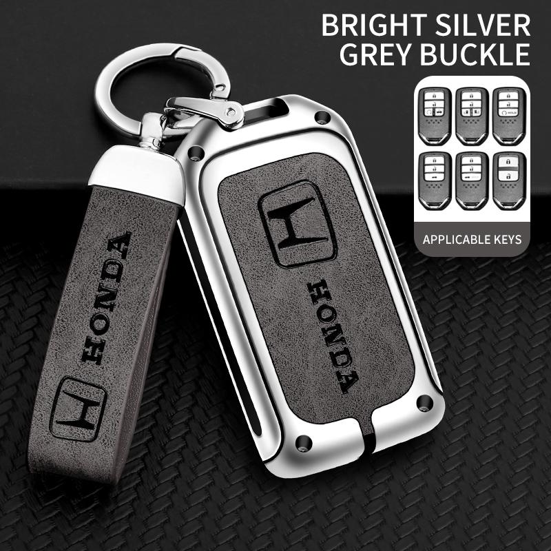 

Alloy Leather Car Smart Remote Key Cover Shell Protector Key Bag Auto Accessories For Honda Vezel City Civic Jazz BRV BR-V HRV