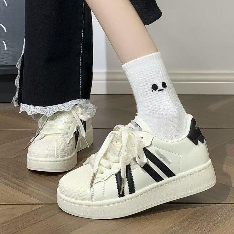 thick-soled shell head white shoes women's autumn new high-value sports shoes casual student board shoes tide
