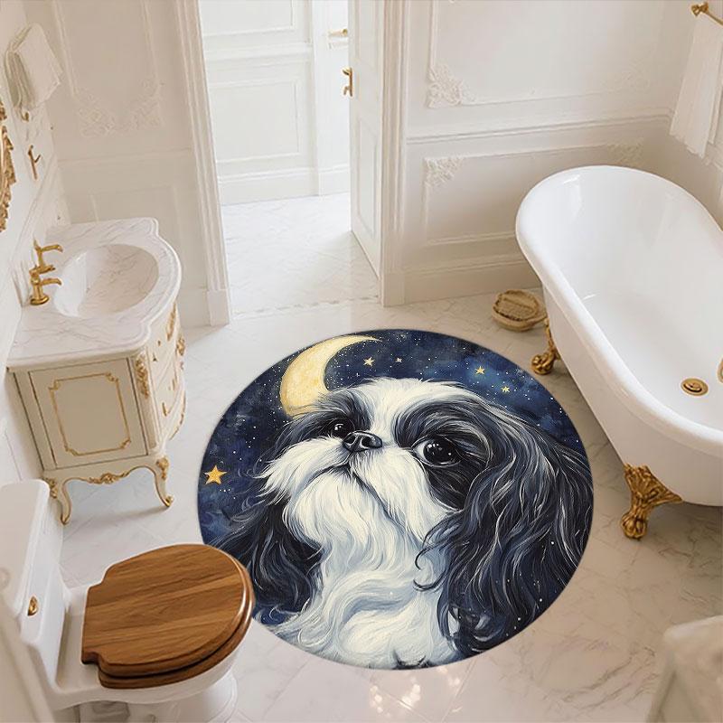 Shih Tzu Pattern Round rug,Carpet Rug for Living Room Bedroom Playroom ,Non-slip Floor Mat,Holiday Gifts and Birthday Gifts.