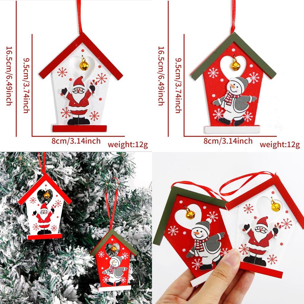 Decorative Christmas Wooden Cottage Hangings With Iconic Santa Claus And Snowman For Cheerful Holiday Vibes