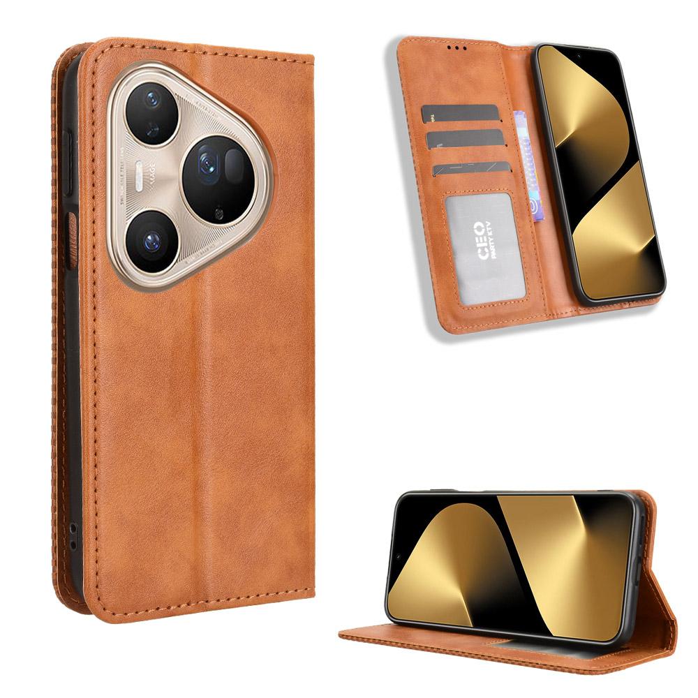 For Huawei Pura 80 Pro+/Huawei Pura 80 Pro Leather Case Wallet Stand Retro Texture Phone Cover