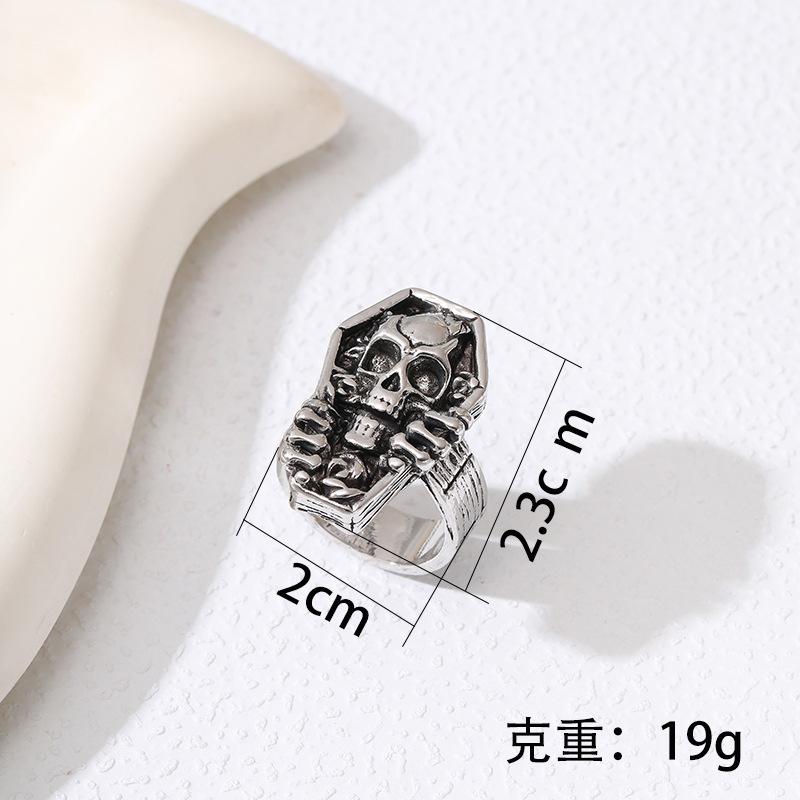 New Vintage Skull Ring Men's Hip Hop Punk Style Zinc Alloy Jewelry