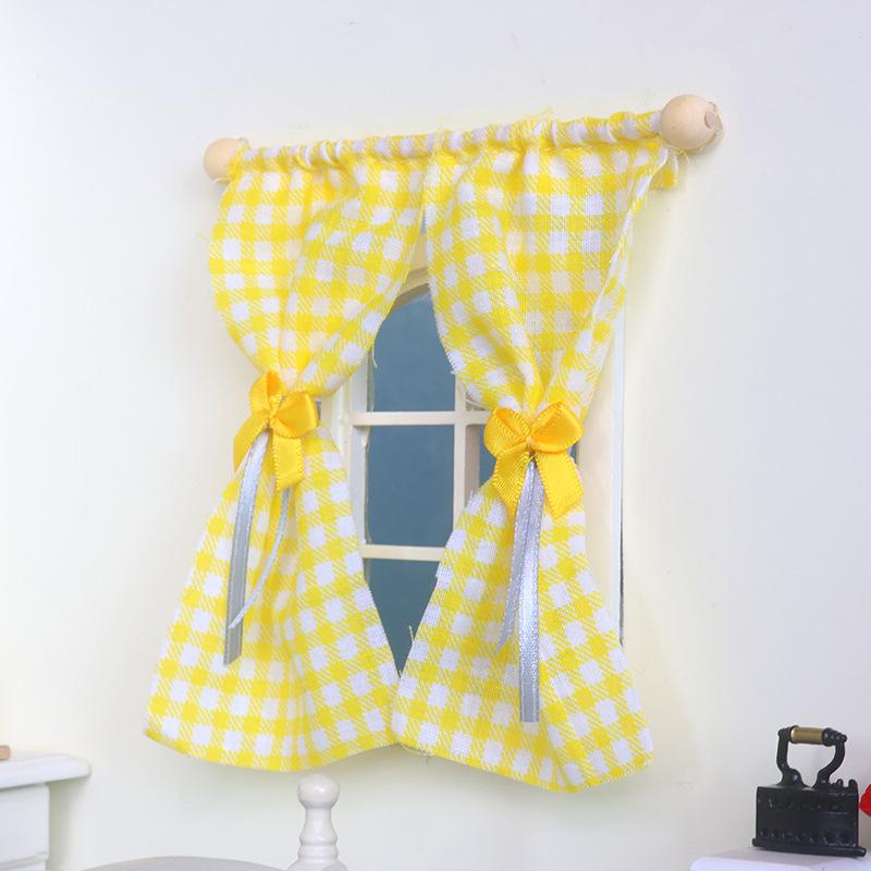 1/12 Dollhouse Sweet Floral Curtains Model Simulation Furniture Decoration Dolls House Living Scene Decor Accessories
