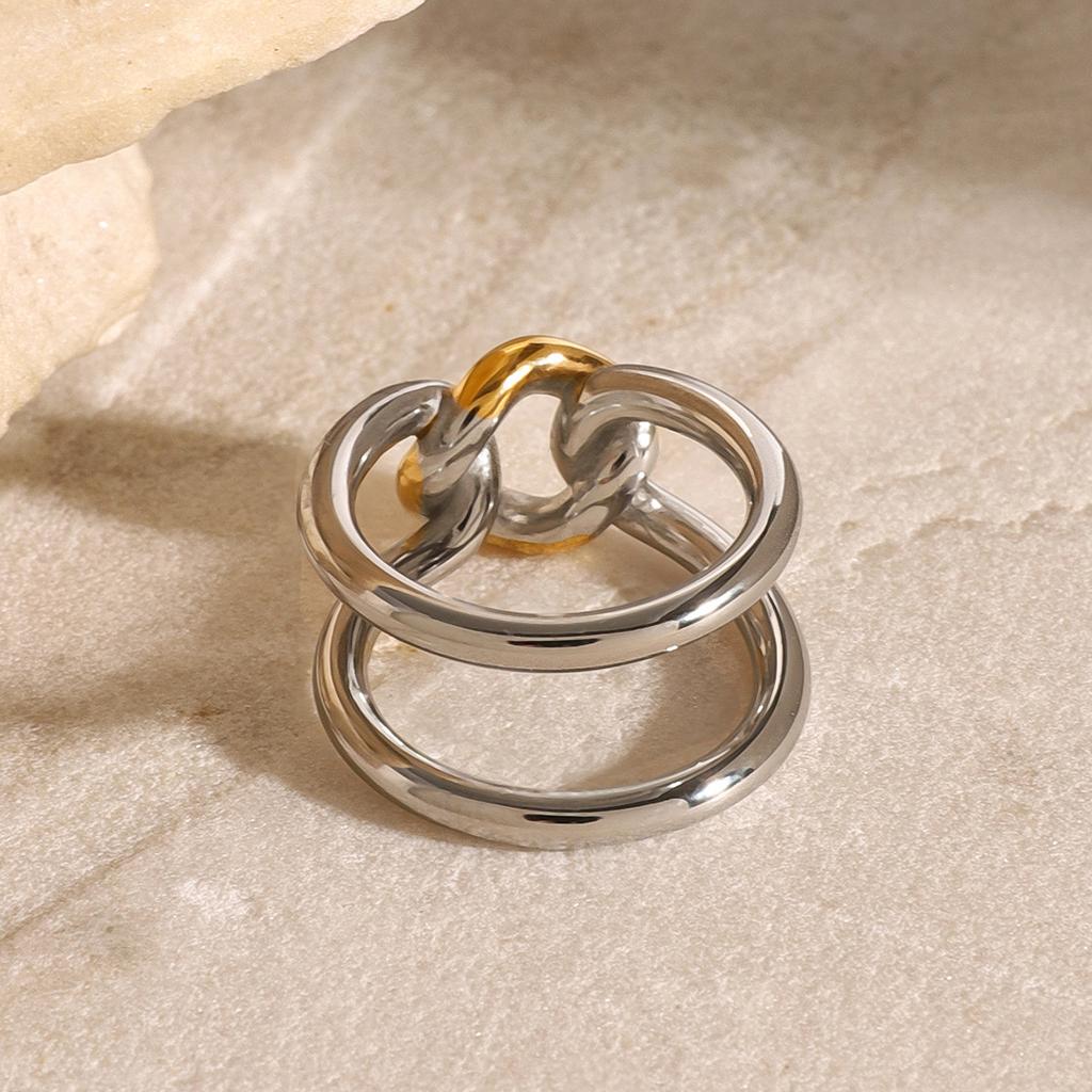 European and American stainless steel hollow ring niche ring 18k gold titanium steel hand ring