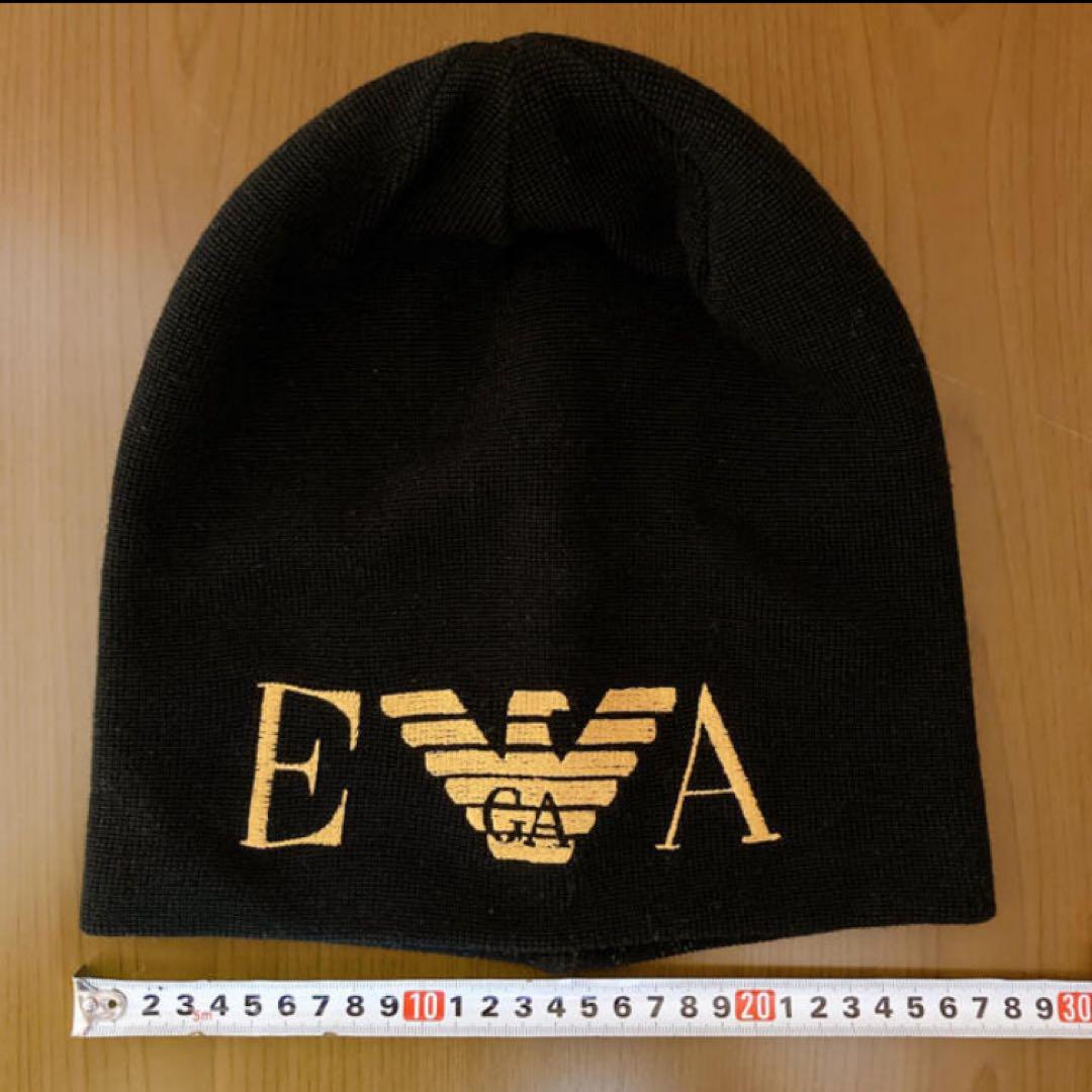 

[USED] Emporio Armani logo embroidered knit cap, size L