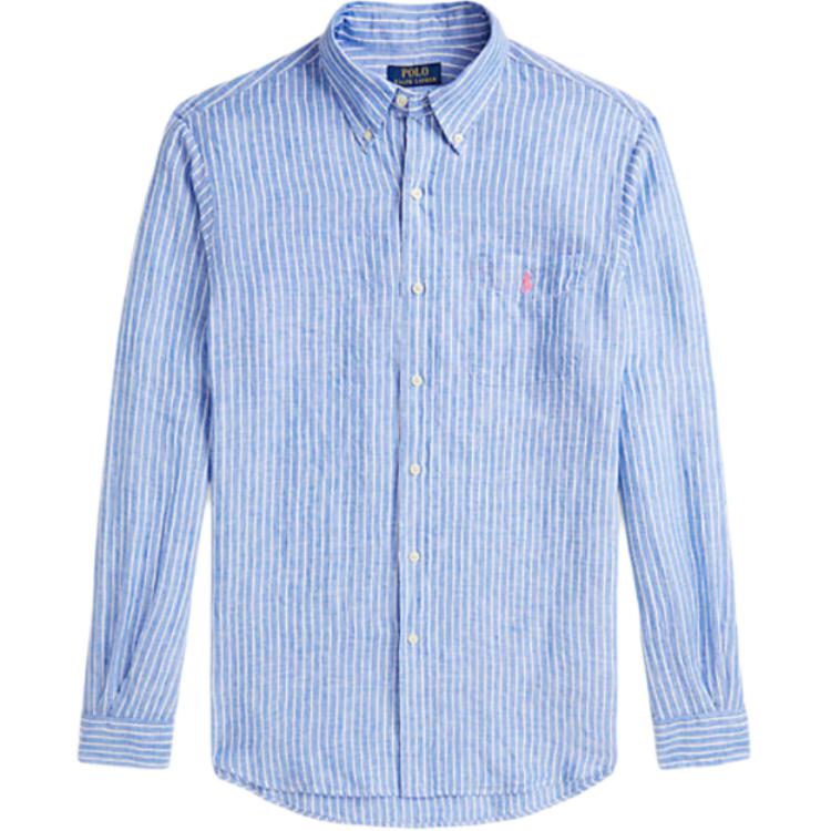 Polo Ralph Lauren Striped Single-Breasted Loose Long Sleeve Shirt Men Shirts Blue MNPOWOV16824211-400