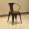 Scaun de sufragerie din fier la modă, scaun de cafea pentru restaurant, scaun creativ în stil european, retro, vintage, stil industrial, scaune simple din metal și lemn