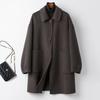 Plus Size Mid-Length Double-Sided Cashmere Coat for Middle-Aged & Elderly Women
