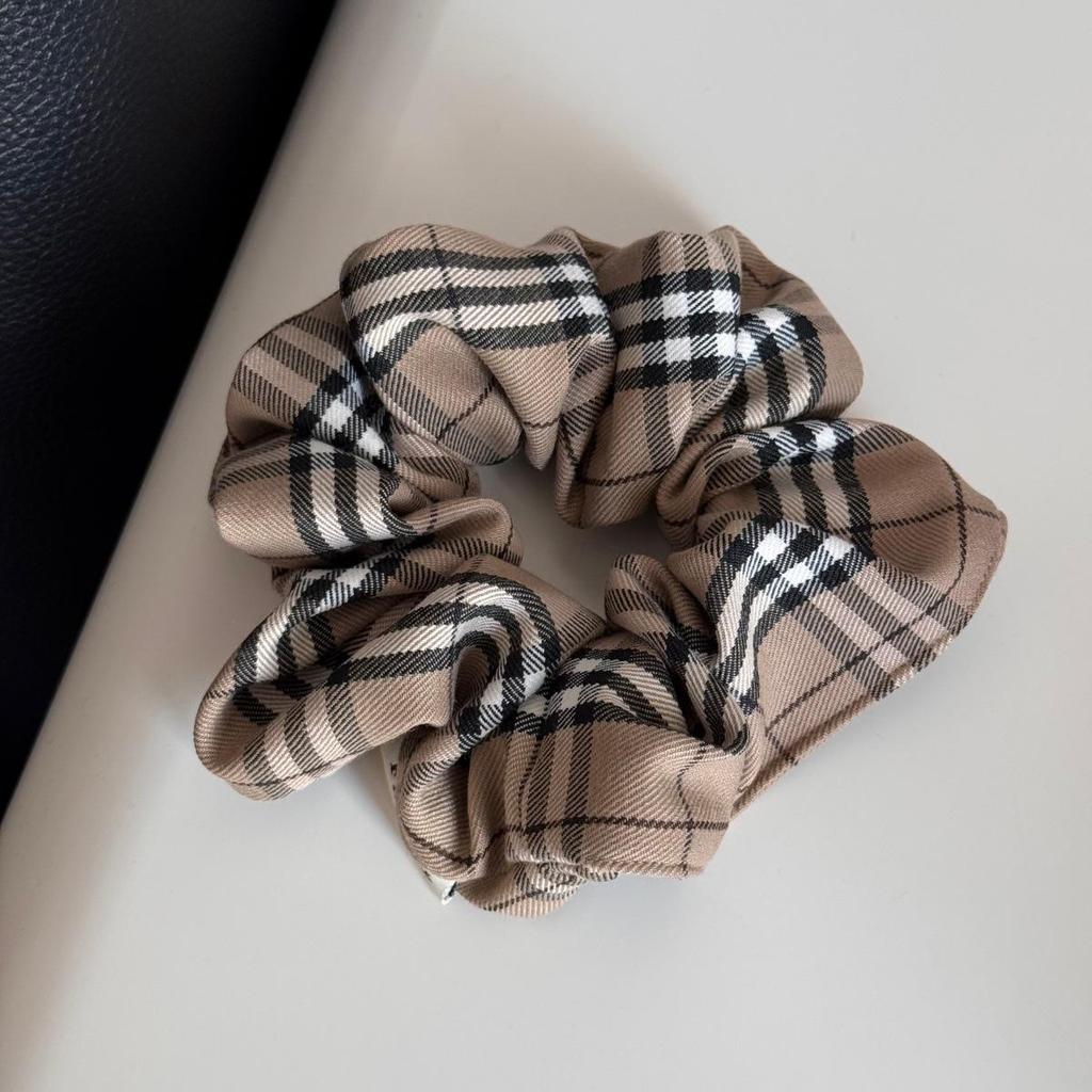 Korean Retro Plaid Scrunchie Hair Tie Headband for Women