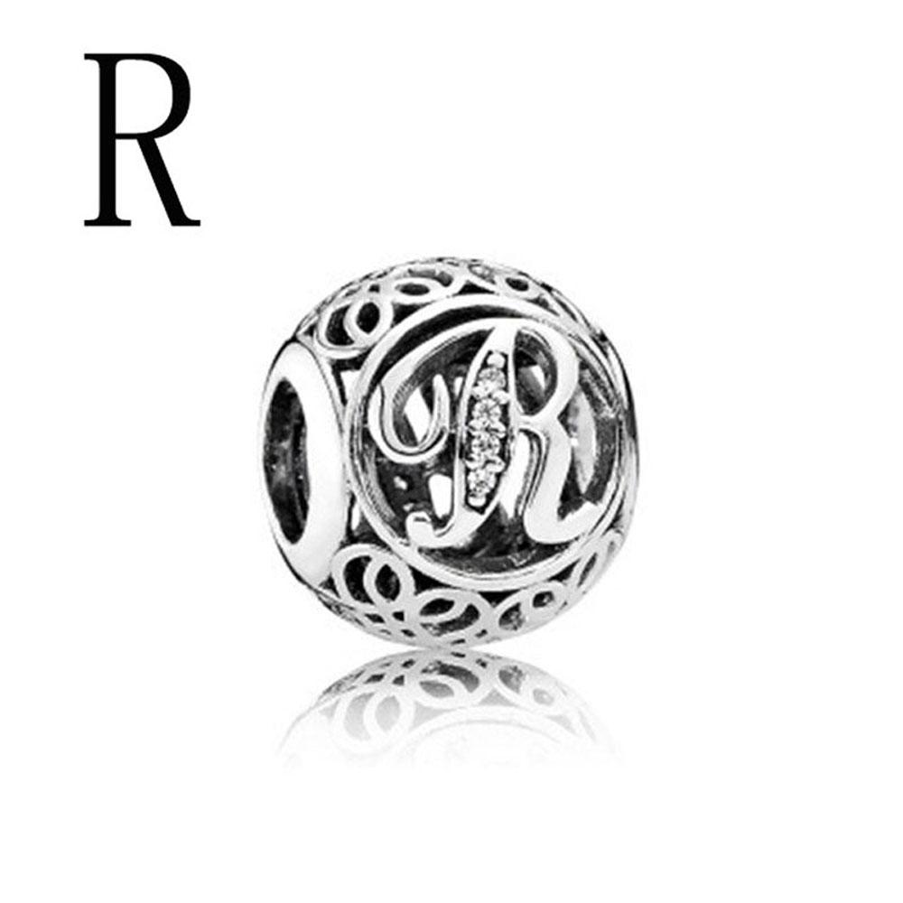 European Plated Copper Fine Round 26 Letter A D H Beads Charm Fit Diy Bracelet For Women Jewelry