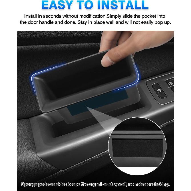Karltys Door Side Organizer Tray for -2025 2026 VW Volkswagen Golf GTI R MK8 Accessories Front & Rear Door Side Storage Box Grab Handle Pocket Box