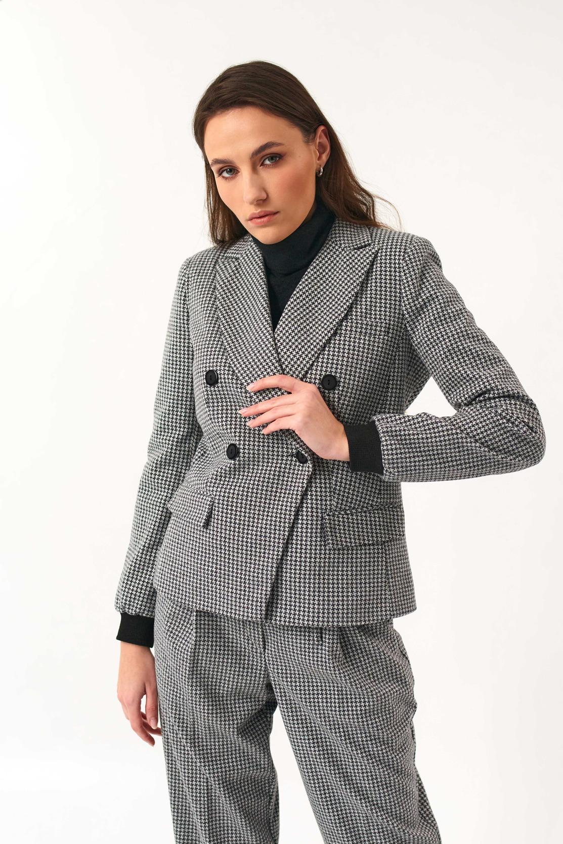 

Двобортний жіночий піджак довгий рукав з підкладкою 40 сірий колір